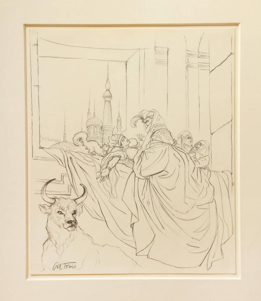 Antonio Lopez, a Pair of Framed Drawings from One Thousand and One Nights In Excellent Condition In New York, NY