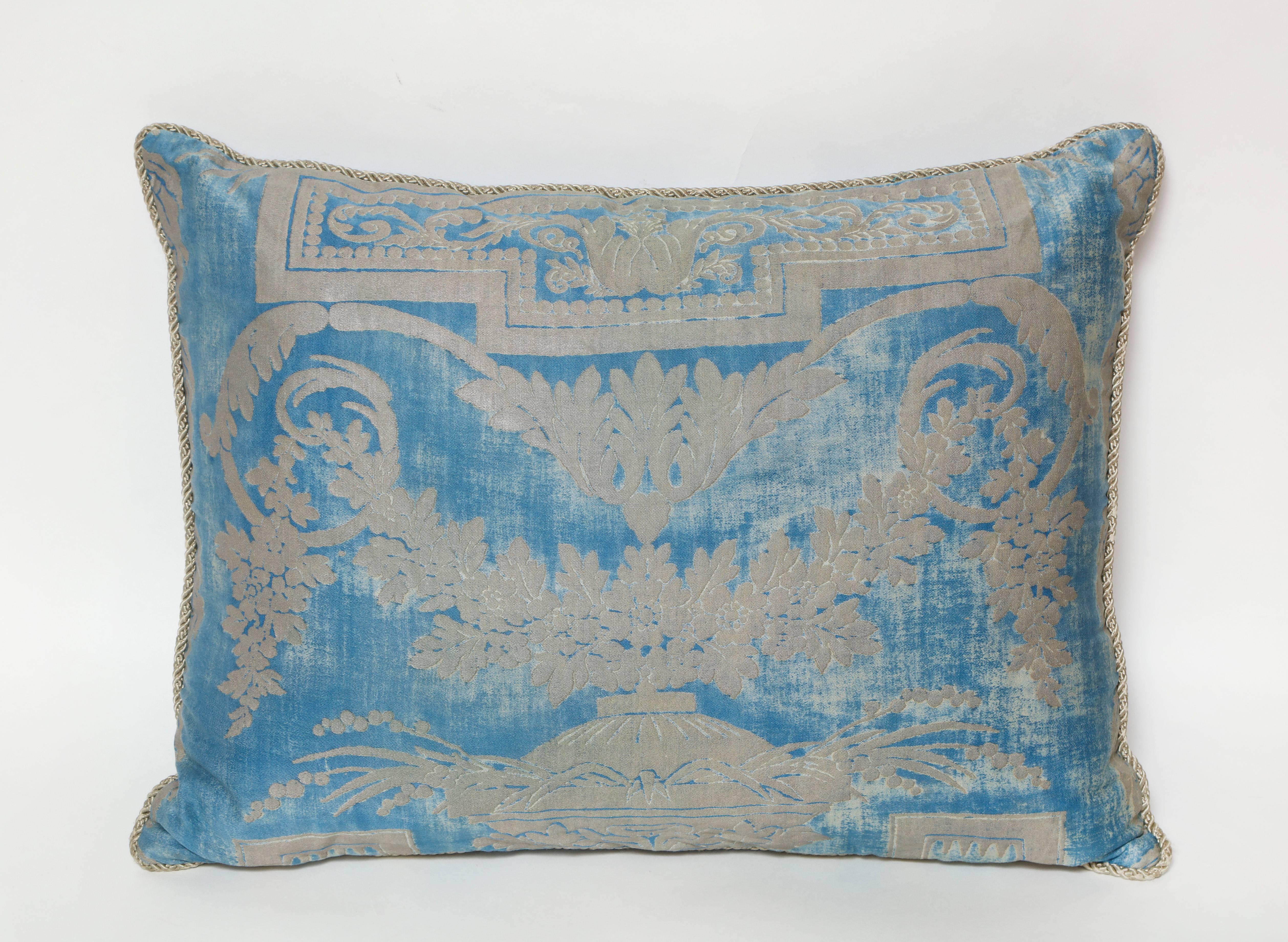 American Set of Three Fortuny Fabric Cushions in a Neoclassical Pattern
