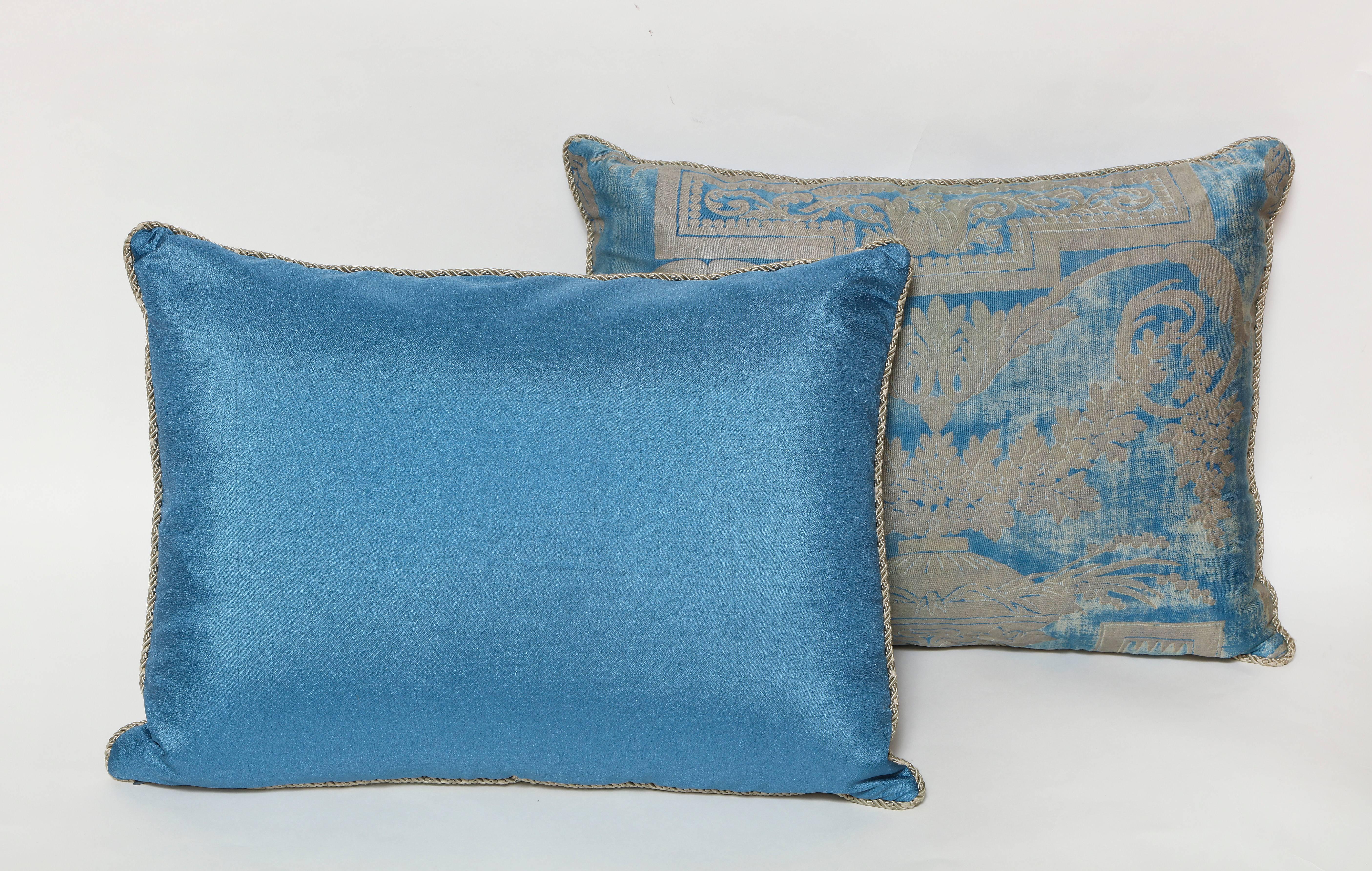 Contemporary Set of Three Fortuny Fabric Cushions in a Neoclassical Pattern