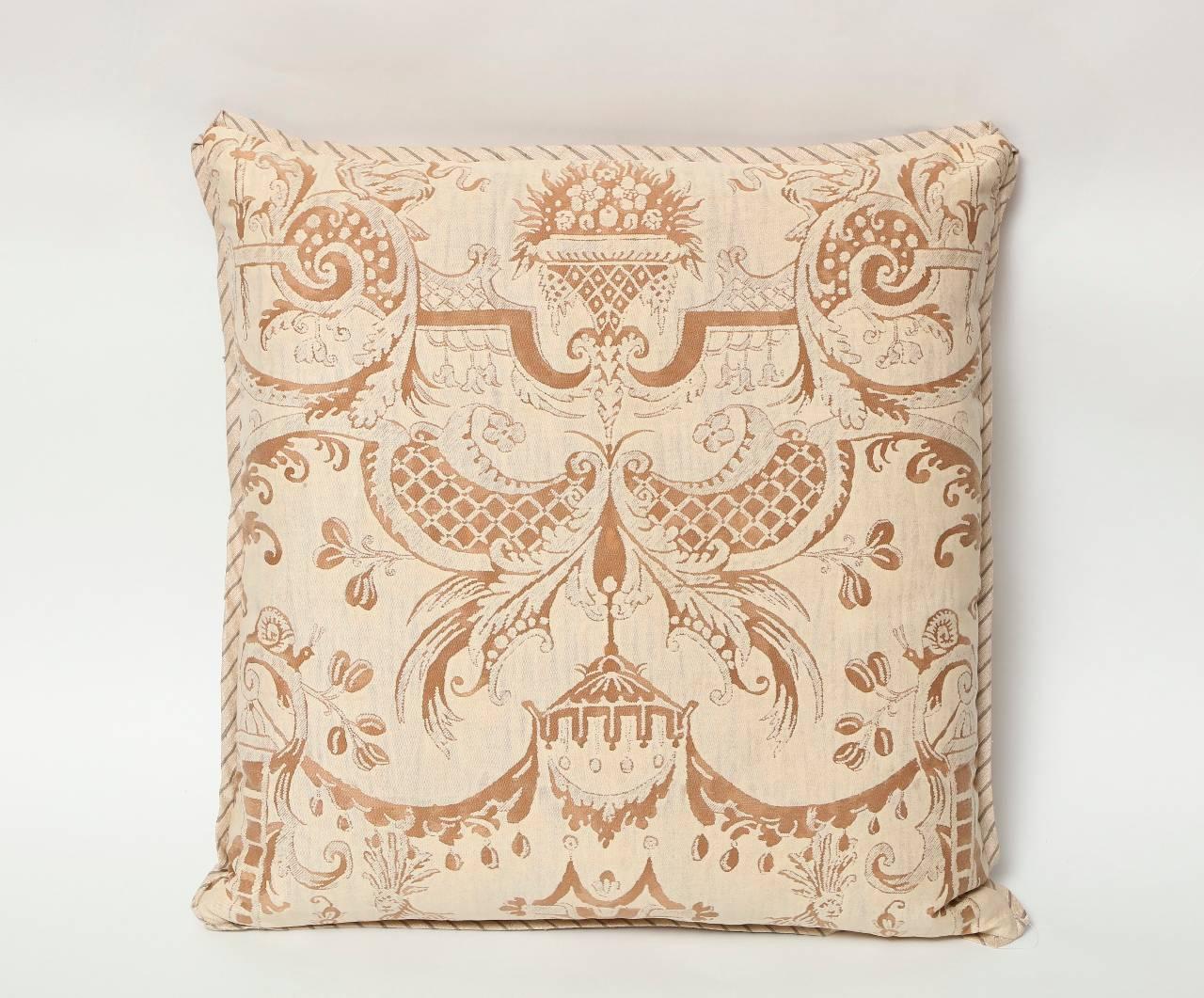 Louis XIV Set of Three Fortuny Fabric Cushions in the Mazzarino Pattern