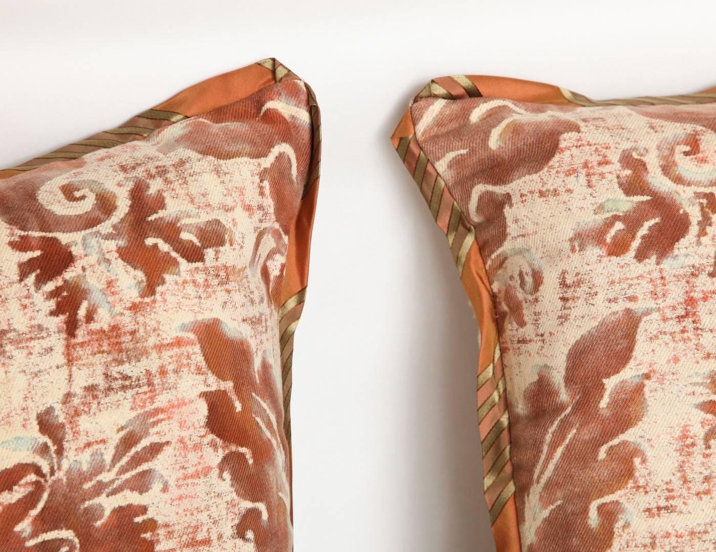 Contemporary Pair of Fortuny Fabric Cushions in the Glicine Pattern