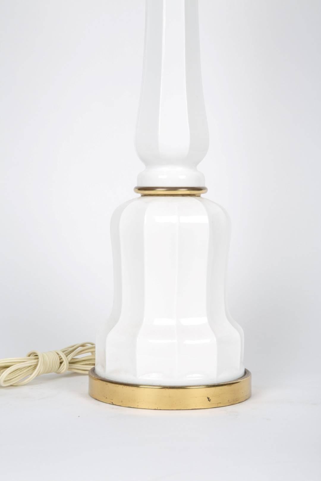French Pair of Opaline Glass Table Lamps