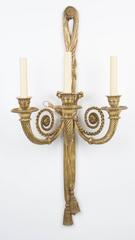 Pair of French Louis XVI Style Three-Light Sconces