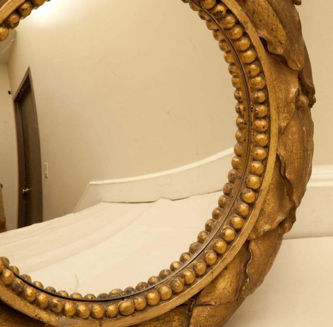 French Louis XVI Style Giltwood Mirror In Good Condition In New York, NY