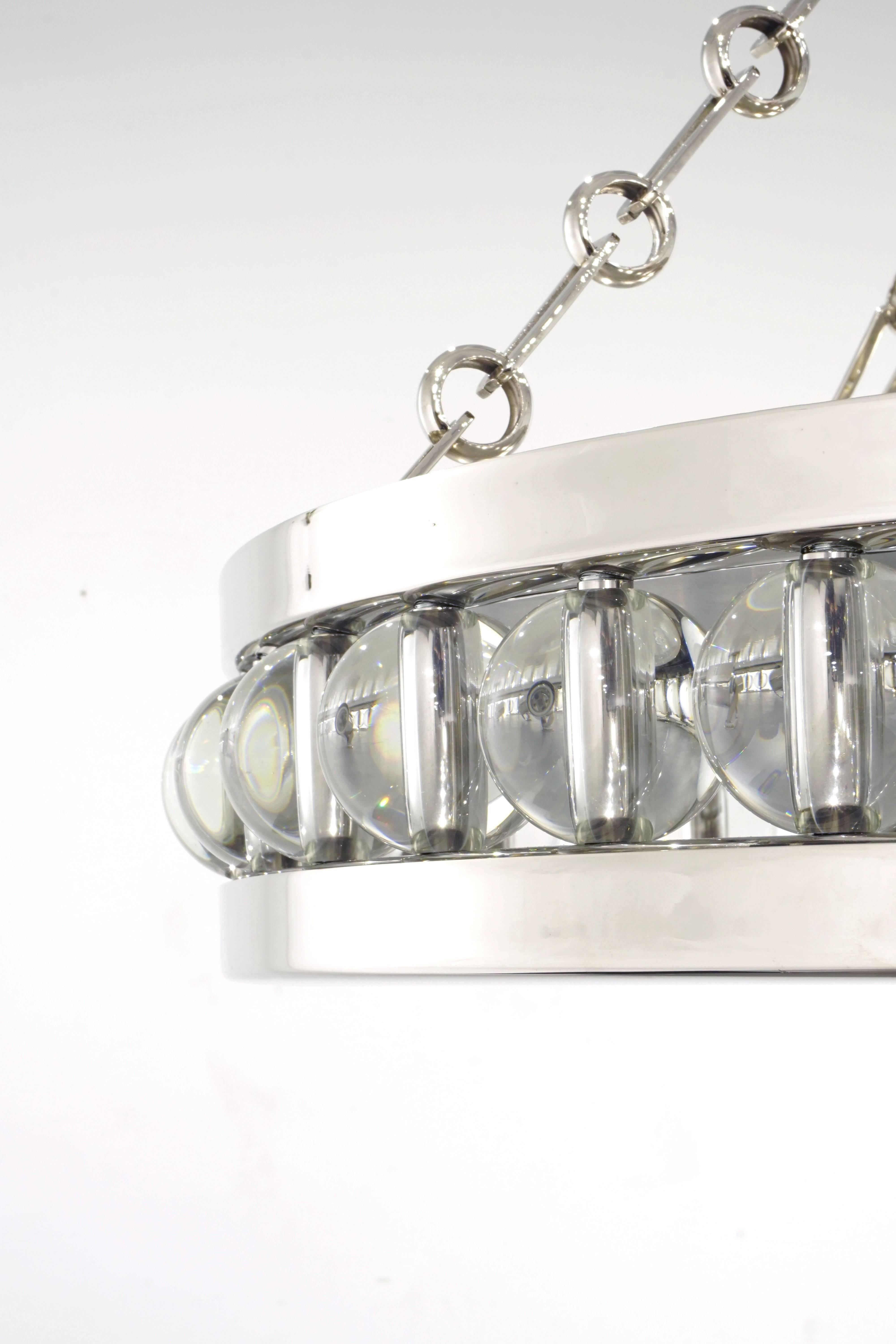 Art Deco Large Tambour Pendant Light with Chain by David Duncan Studio For Sale