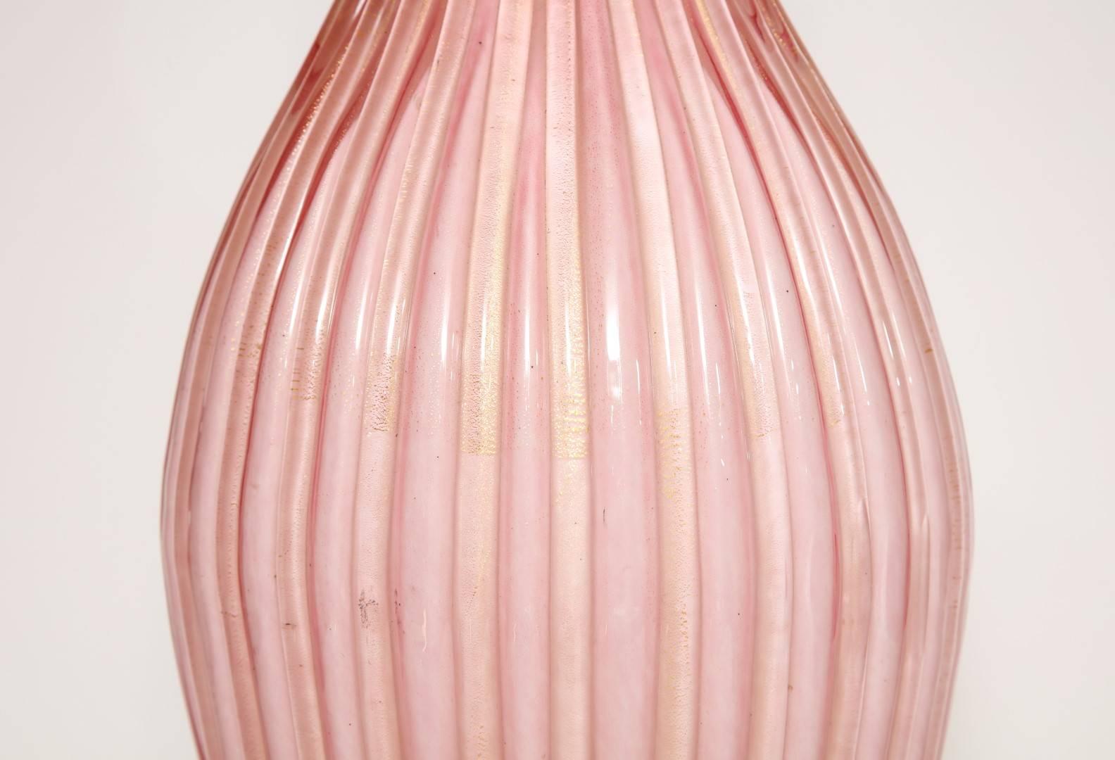 Pair of Italian Pink Murano Glass Table Lamps 2