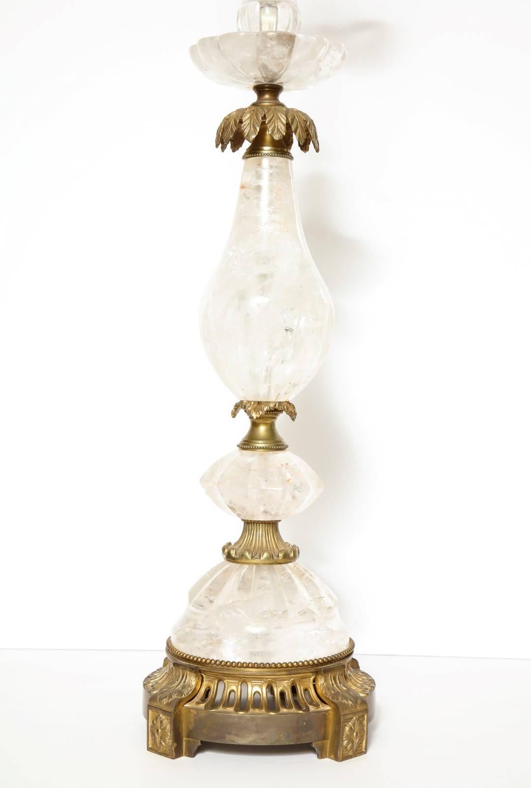 Pair of Brass-Mounted Rock Crystal Table Lamps 1