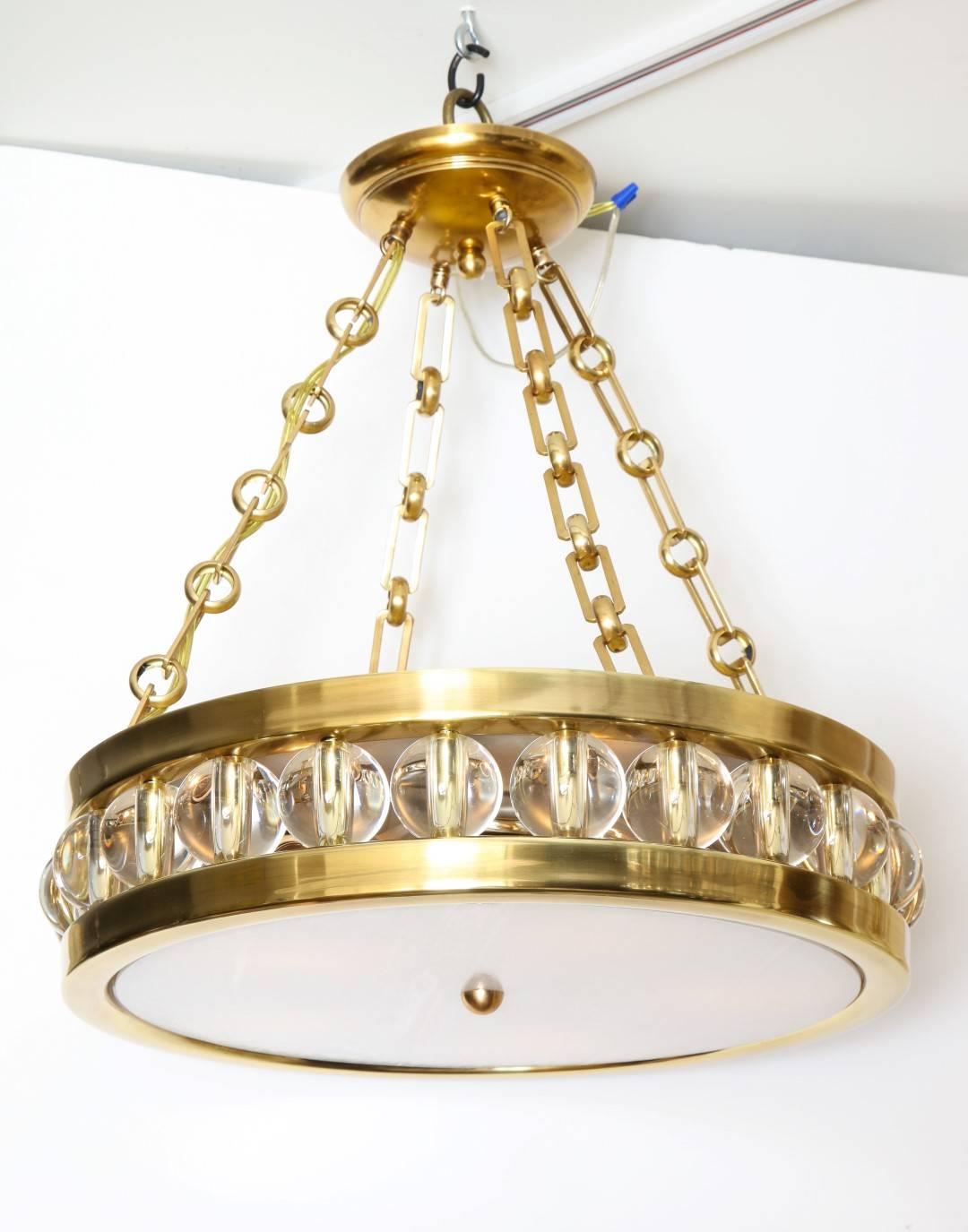 Art Deco Tambour Pendant Light with Chain by David Duncan Studio For Sale