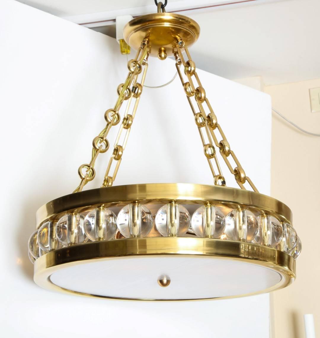 Contemporary Tambour Pendant Light with Chain by David Duncan Studio For Sale