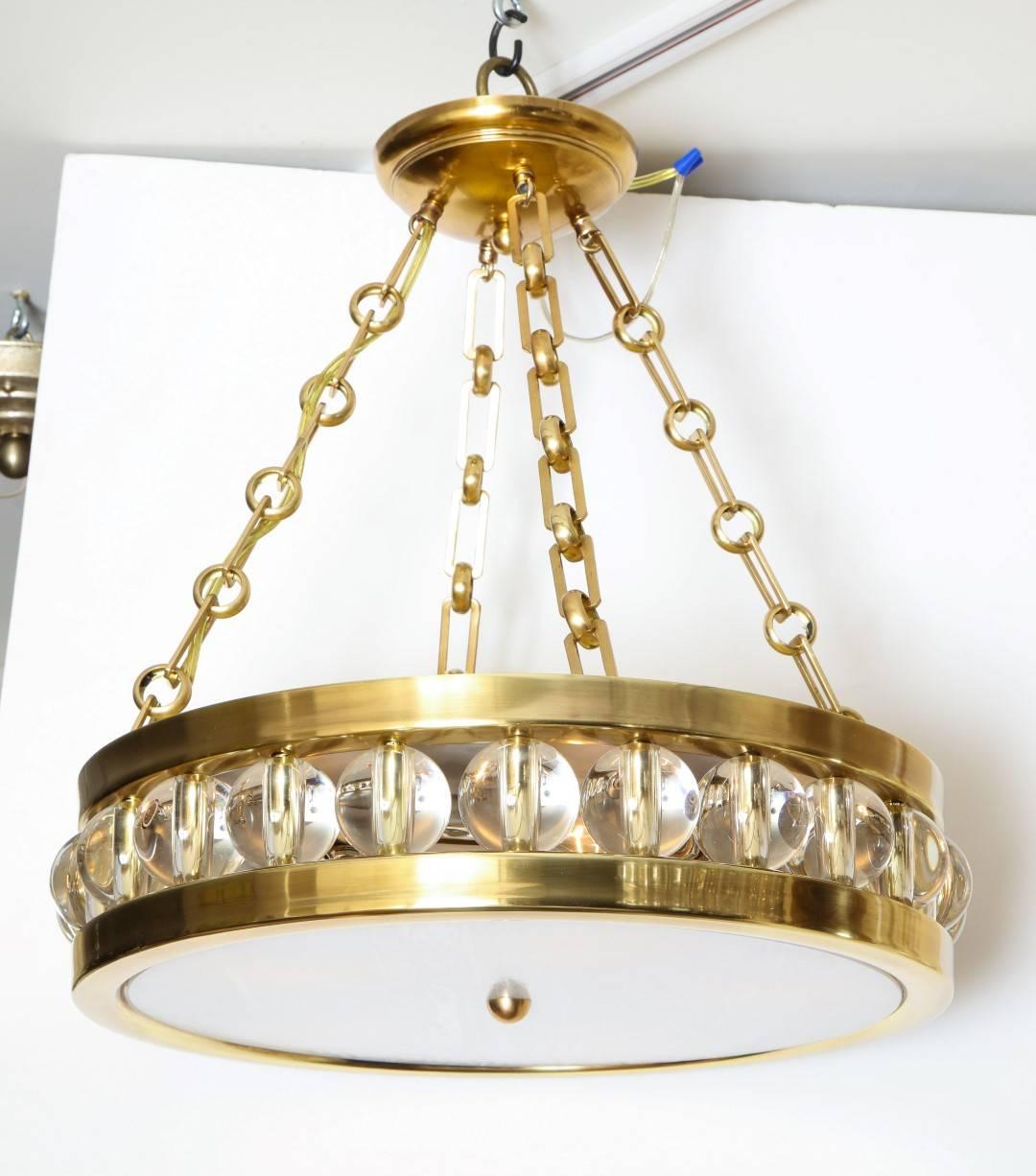 Contemporary Tambour Pendant Light with Chain by David Duncan Studio For Sale