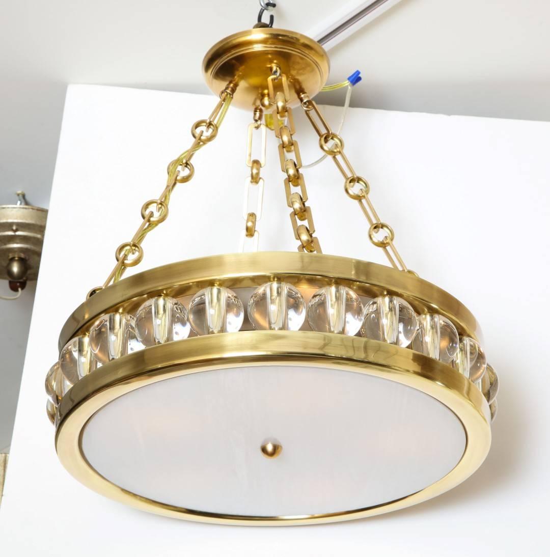 Nickel Tambour Pendant Light with Chain by David Duncan Studio For Sale