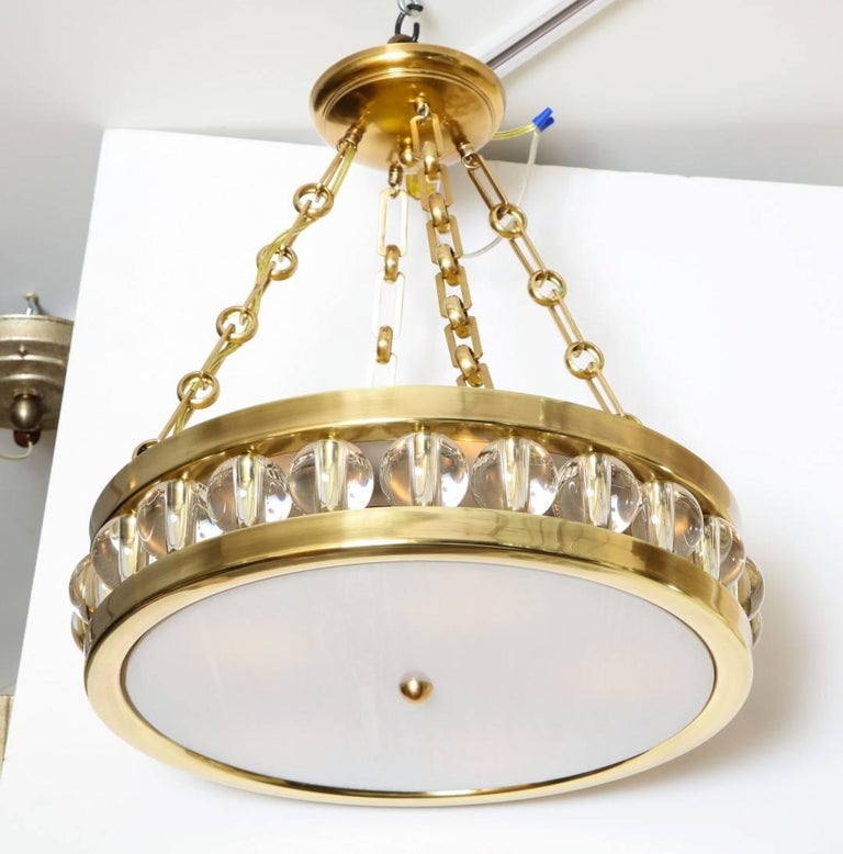 Tambour Pendant Light in Brass with Chain by David Duncan For Sale at