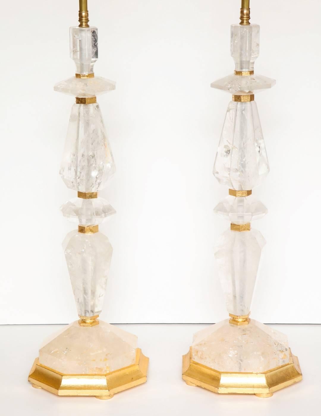 Art Deco A Pair of New Rock Crystal Table Lamps