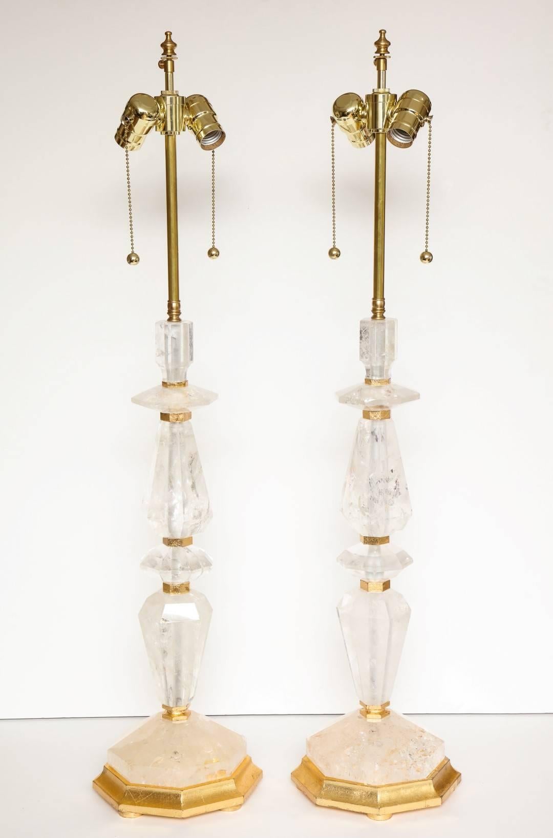 Gilt A Pair of New Rock Crystal Table Lamps