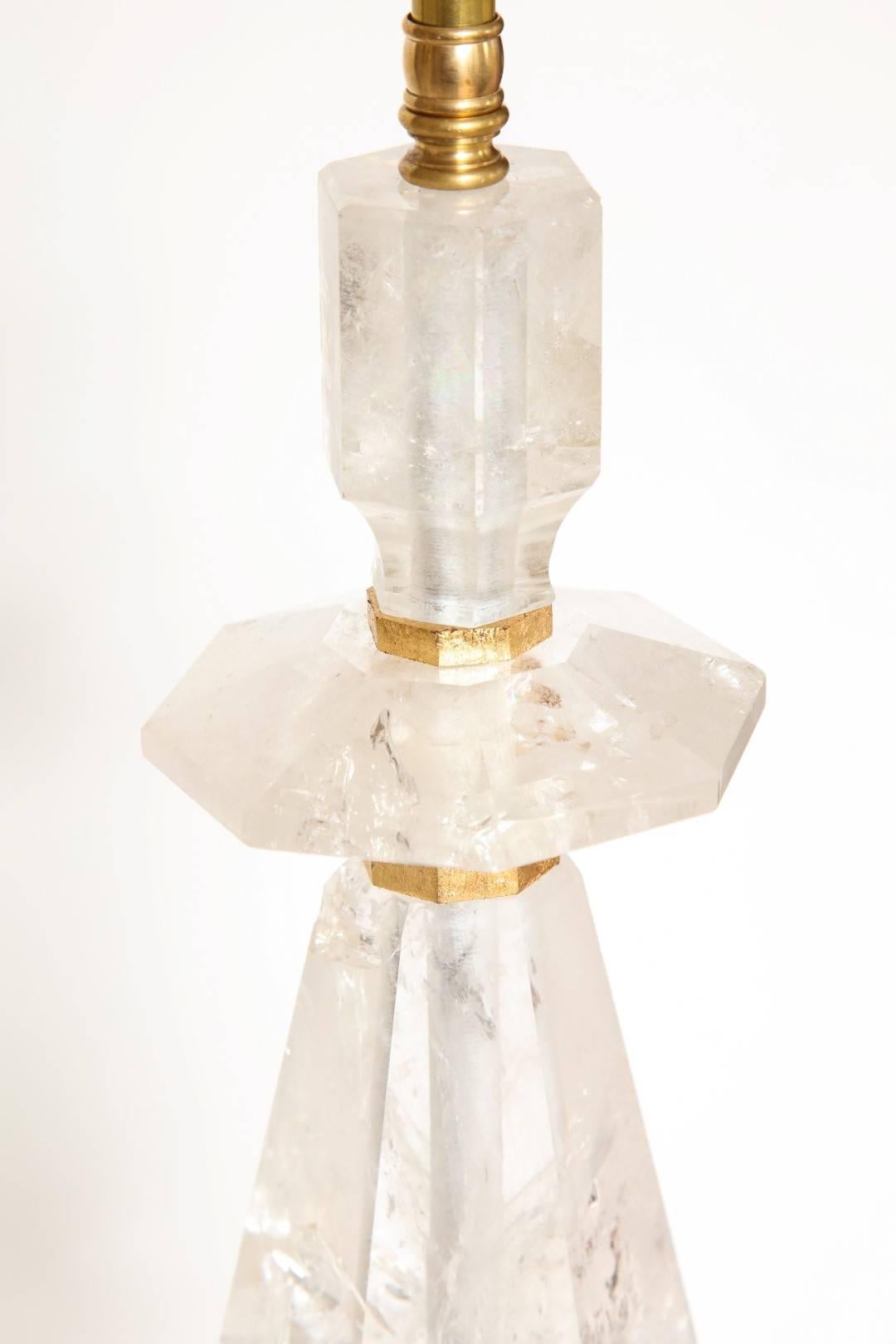 A Pair of New Rock Crystal Table Lamps In Excellent Condition In New York, NY