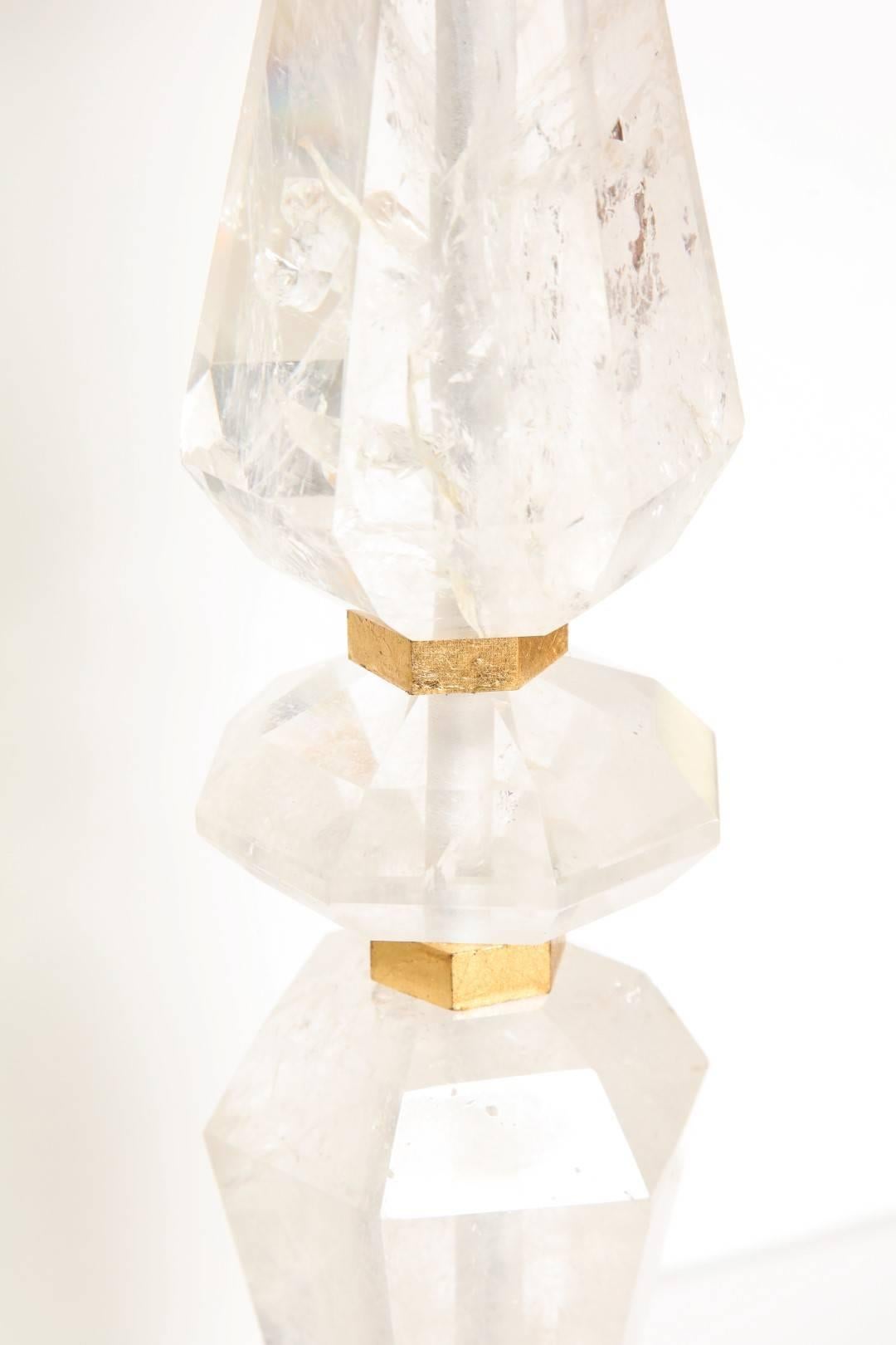 Contemporary A Pair of New Rock Crystal Table Lamps