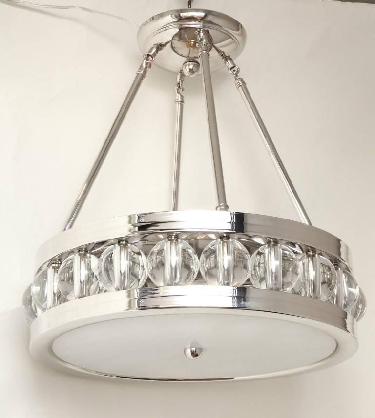 Tambour Pendant Light in Nickel with Rods by David Duncan 2