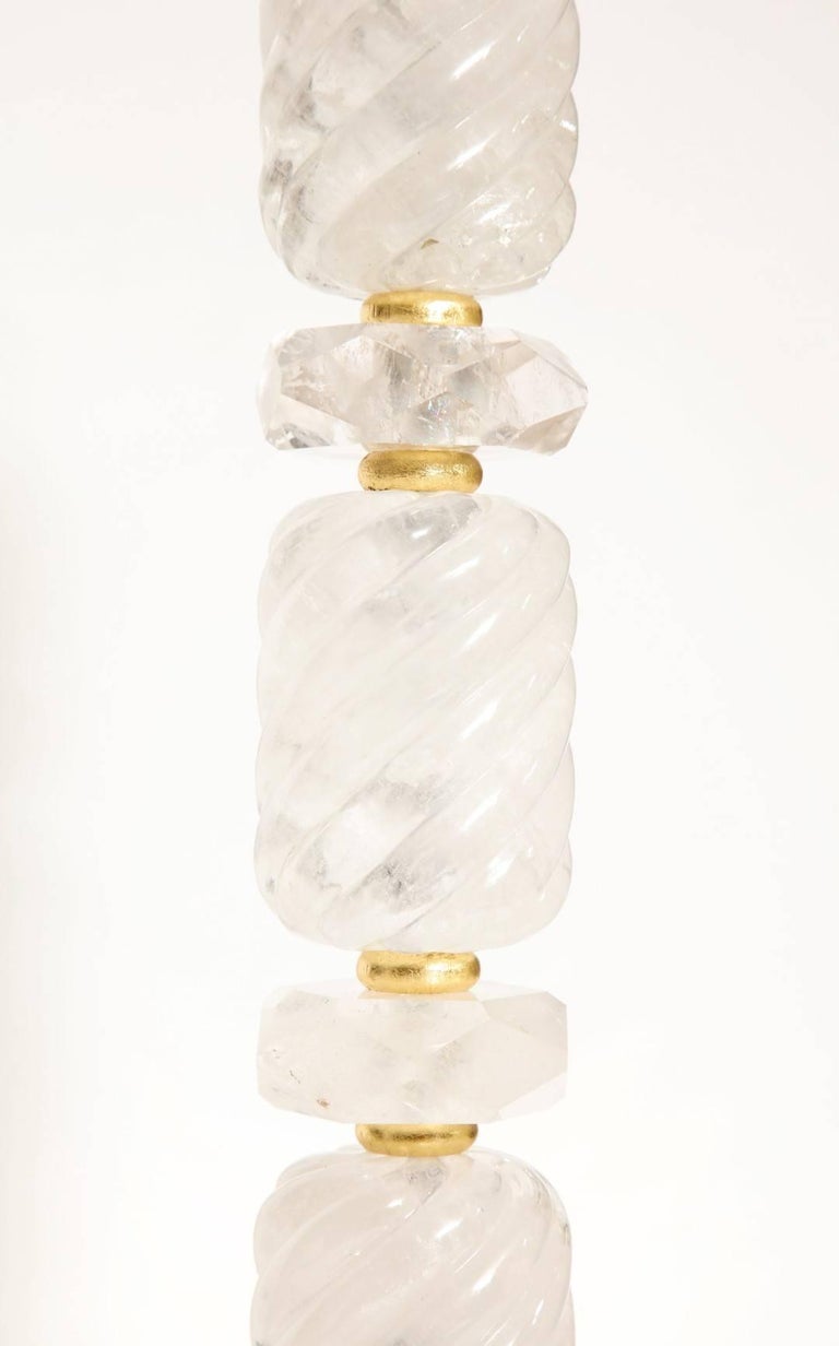 American Pair of New Stacked Rock Crystal Table Lamps