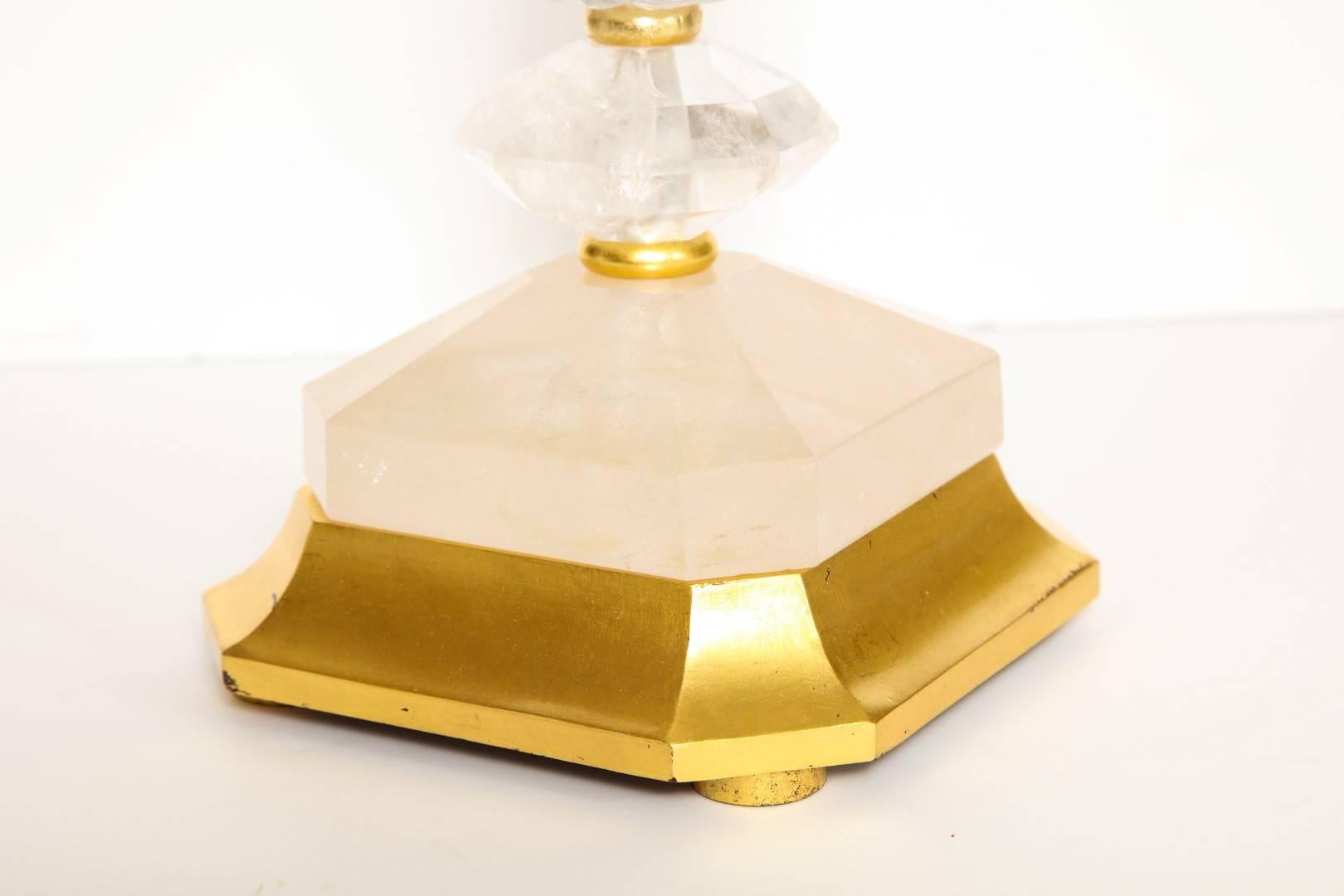 Pair of New Stacked Rock Crystal Table Lamps 2