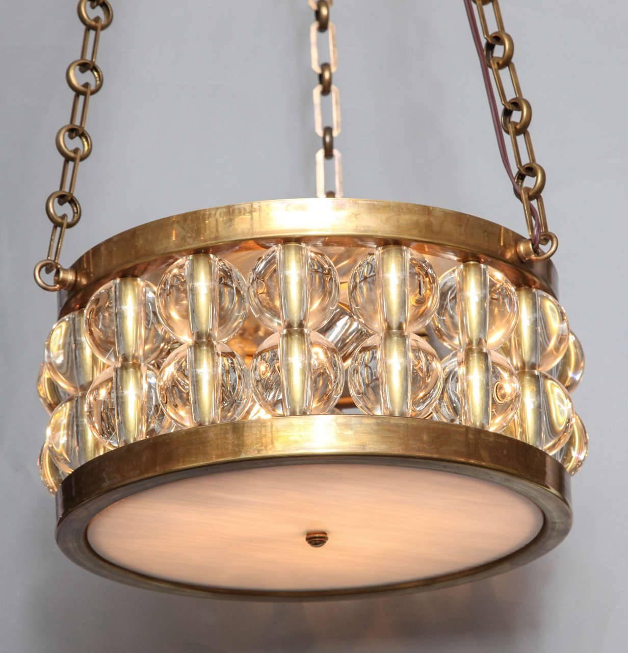 Art Deco Two-Tiered Tambour Pendant Light With Chain by David Duncan