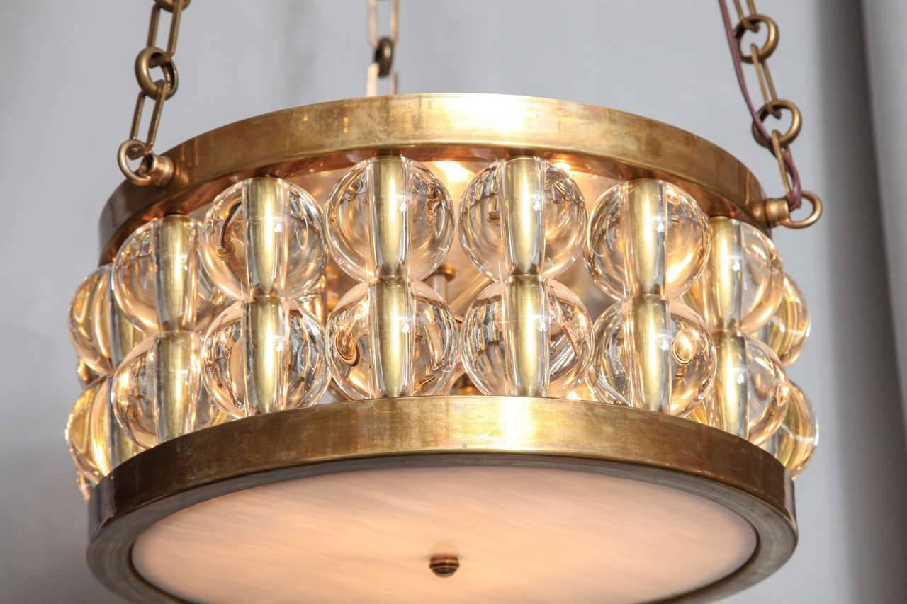 American Two-Tiered Tambour Pendant Light With Chain by David Duncan