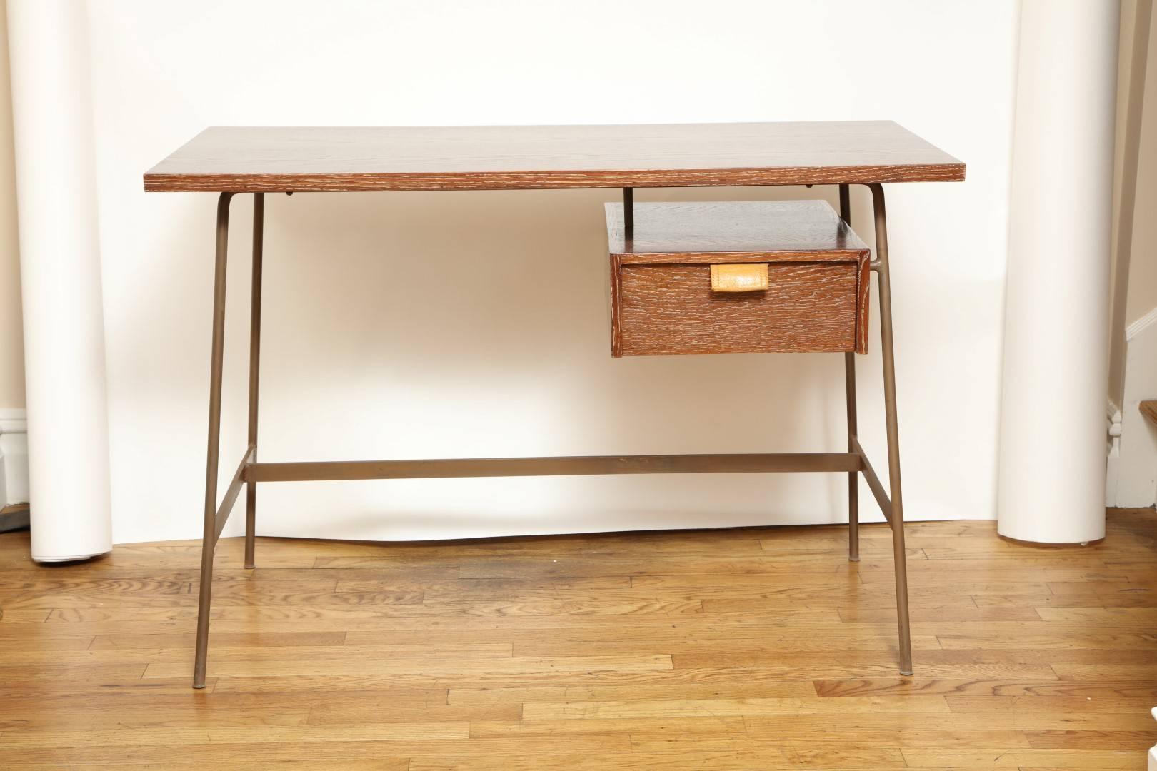 Contemporary A New Mid-Century Style Cerused Oak Desk For Sale