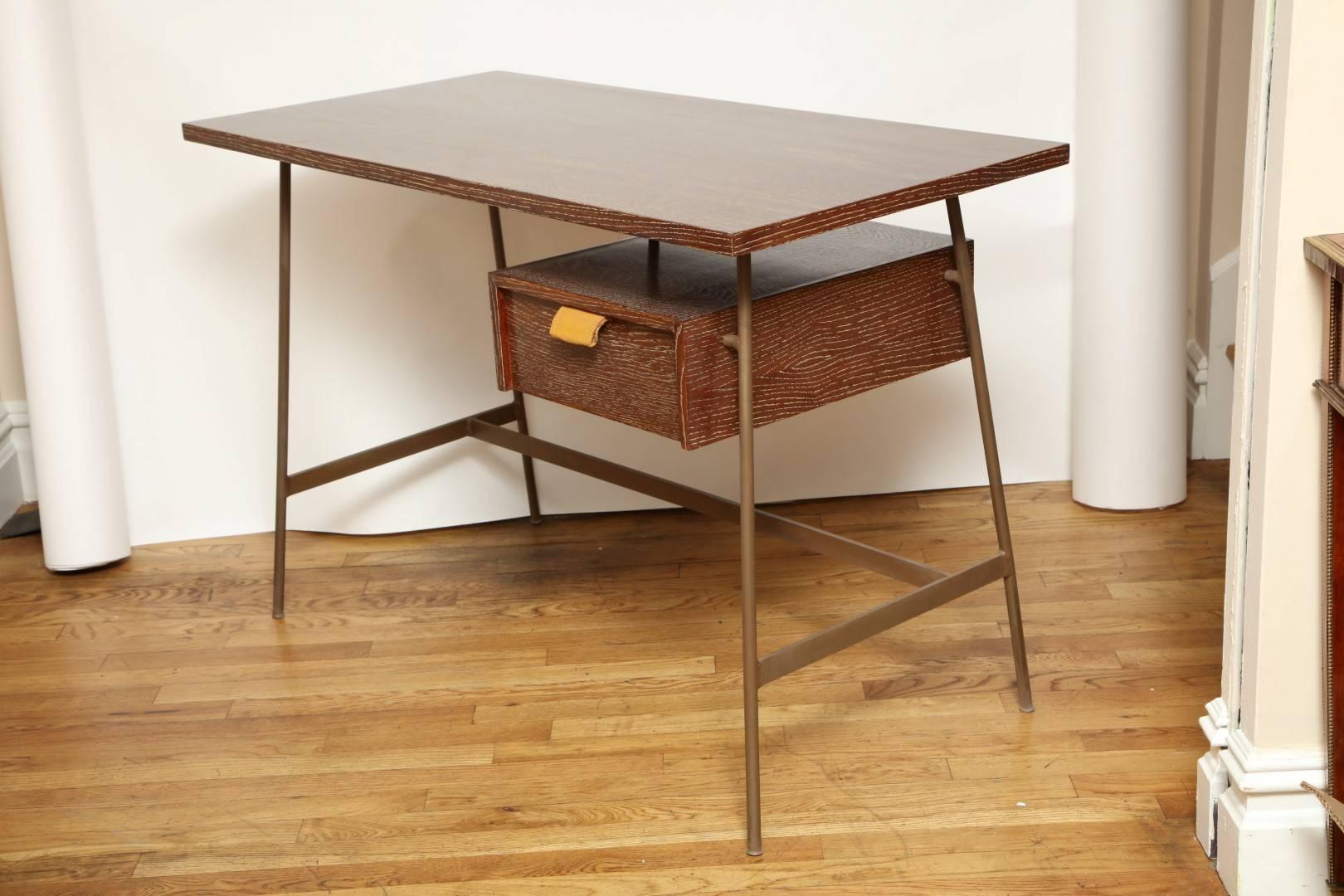 A New Mid-Century Style Cerused Oak Desk For Sale 1