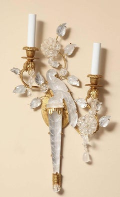 Pair of New Two-Light Rock Crystal Sconces