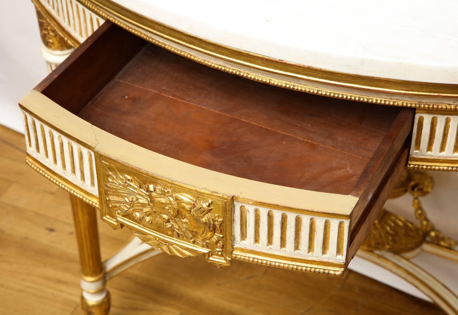 French Louis XVI Style Demilune Console In Excellent Condition In New York, NY