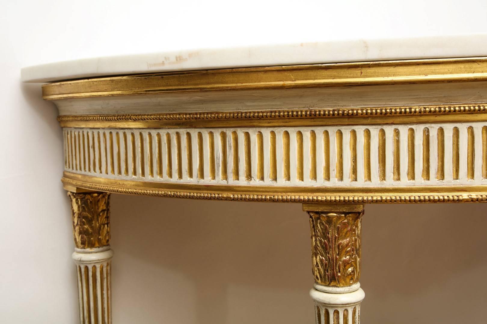 Marble French Louis XVI Style Demilune Console