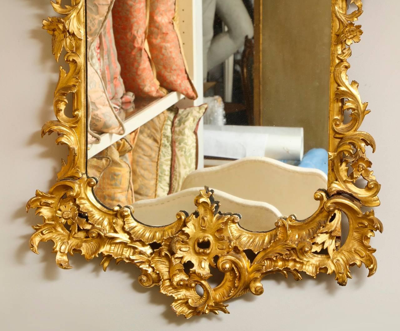 Italian Rococo Style Carved Giltwood Mirror