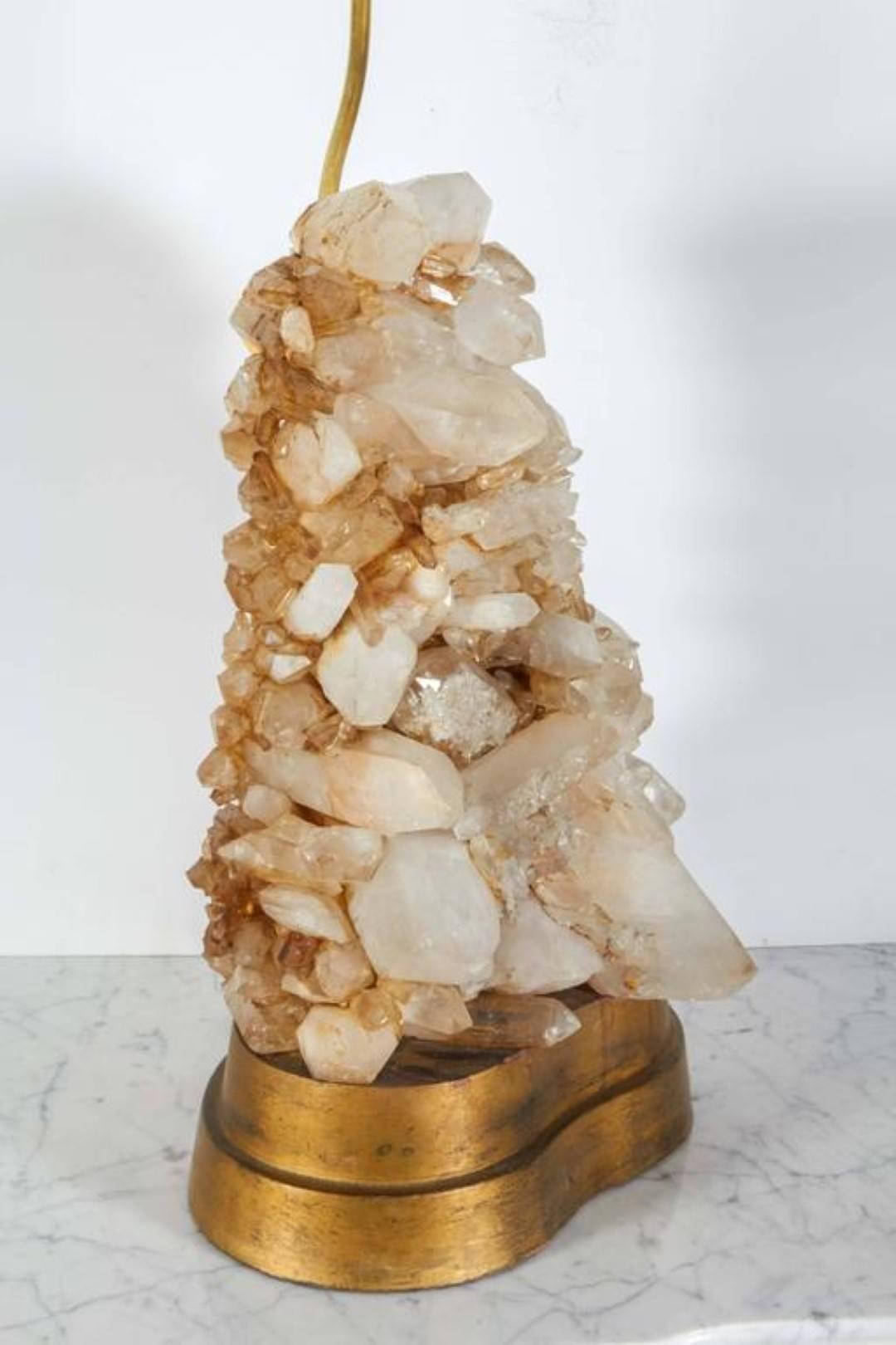A Mid-Century Modern Table Quartz Rock Crystal Table Lamp by Carol Stupell 1