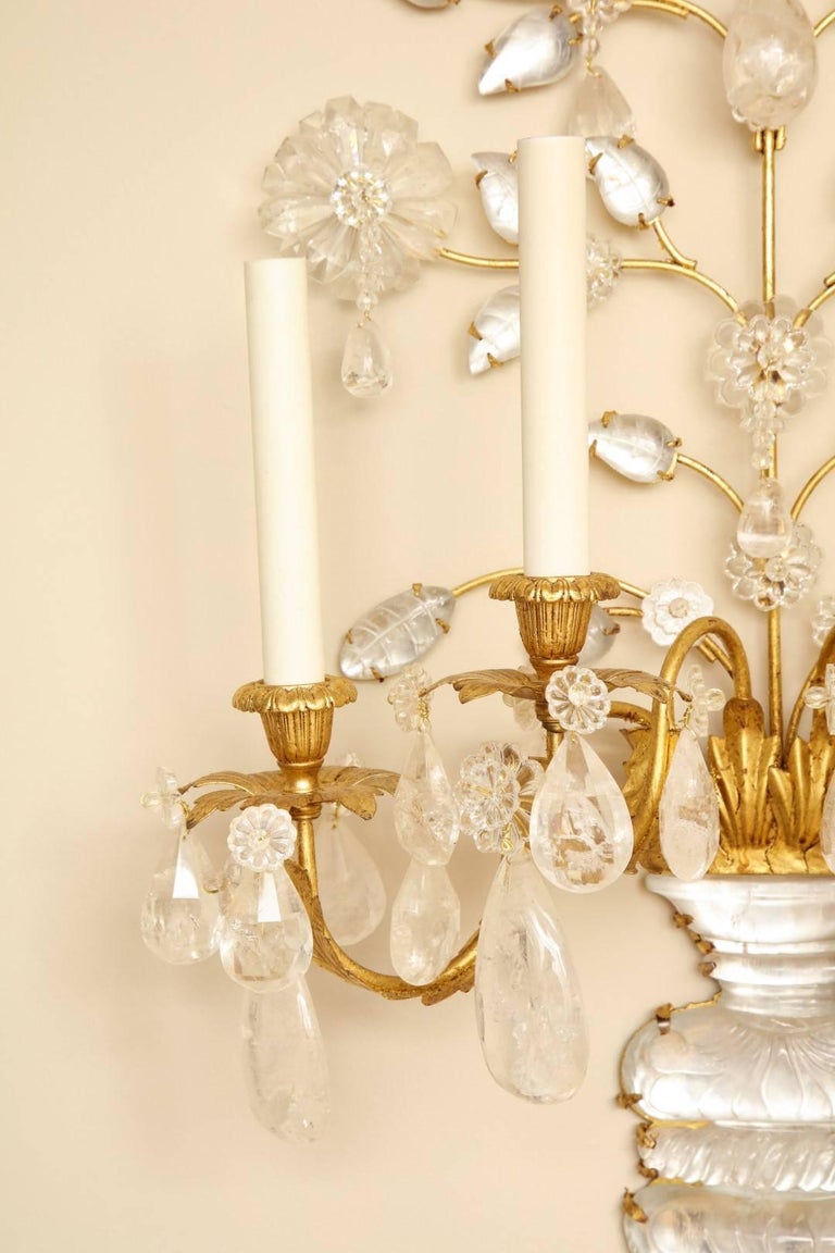 Pair of New FourLight Rock Crystal Sconces For Sale at 1stDibs