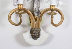 Pair of Important Baltic Neoclassical Ormolu and Crystal Beaded Sconces