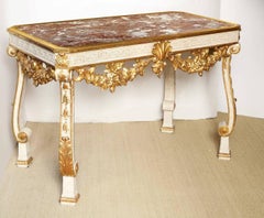 George II Style Parcel-Gilt Cream Painted Console Table