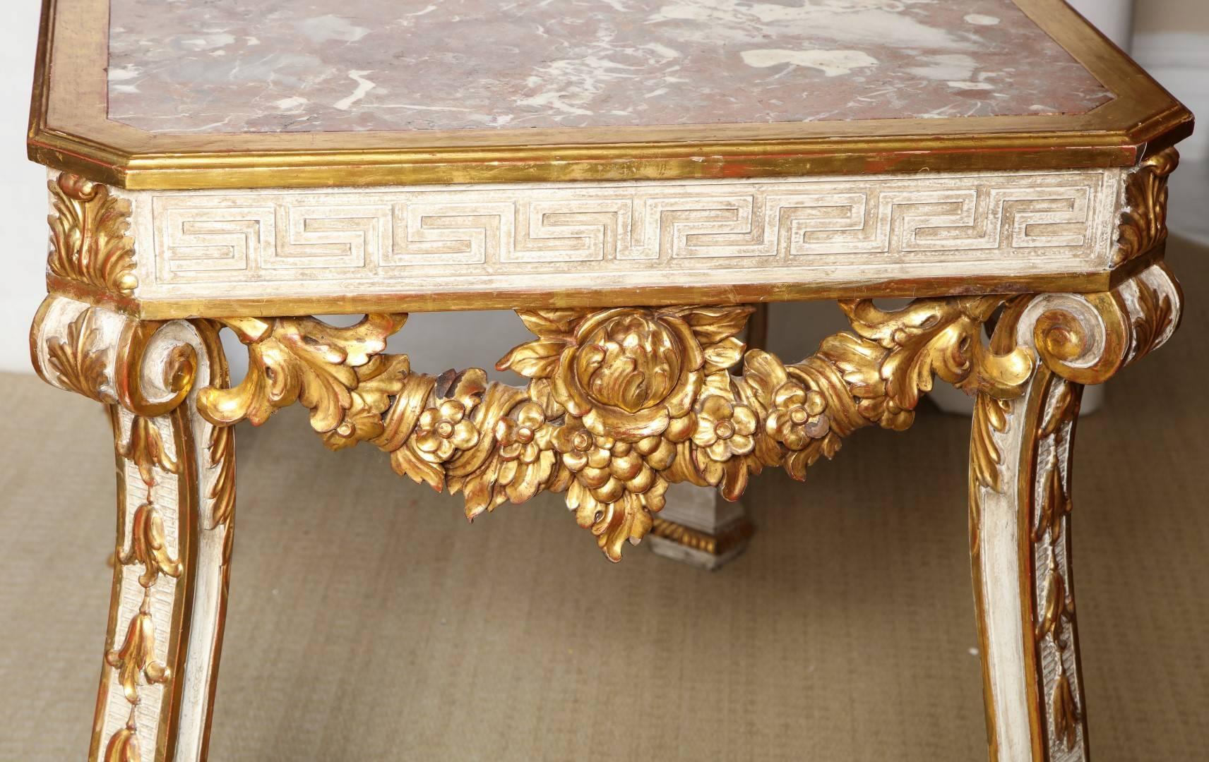 George II Style Parcel-Gilt Cream Painted Console Table In Excellent Condition In New York, NY