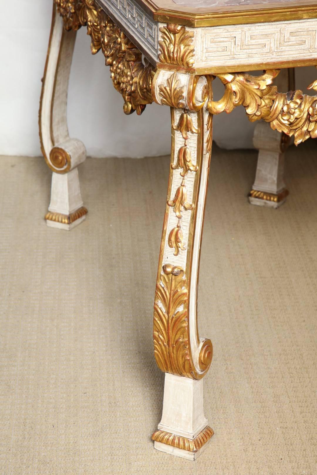 Mid-20th Century George II Style Parcel-Gilt Cream Painted Console Table