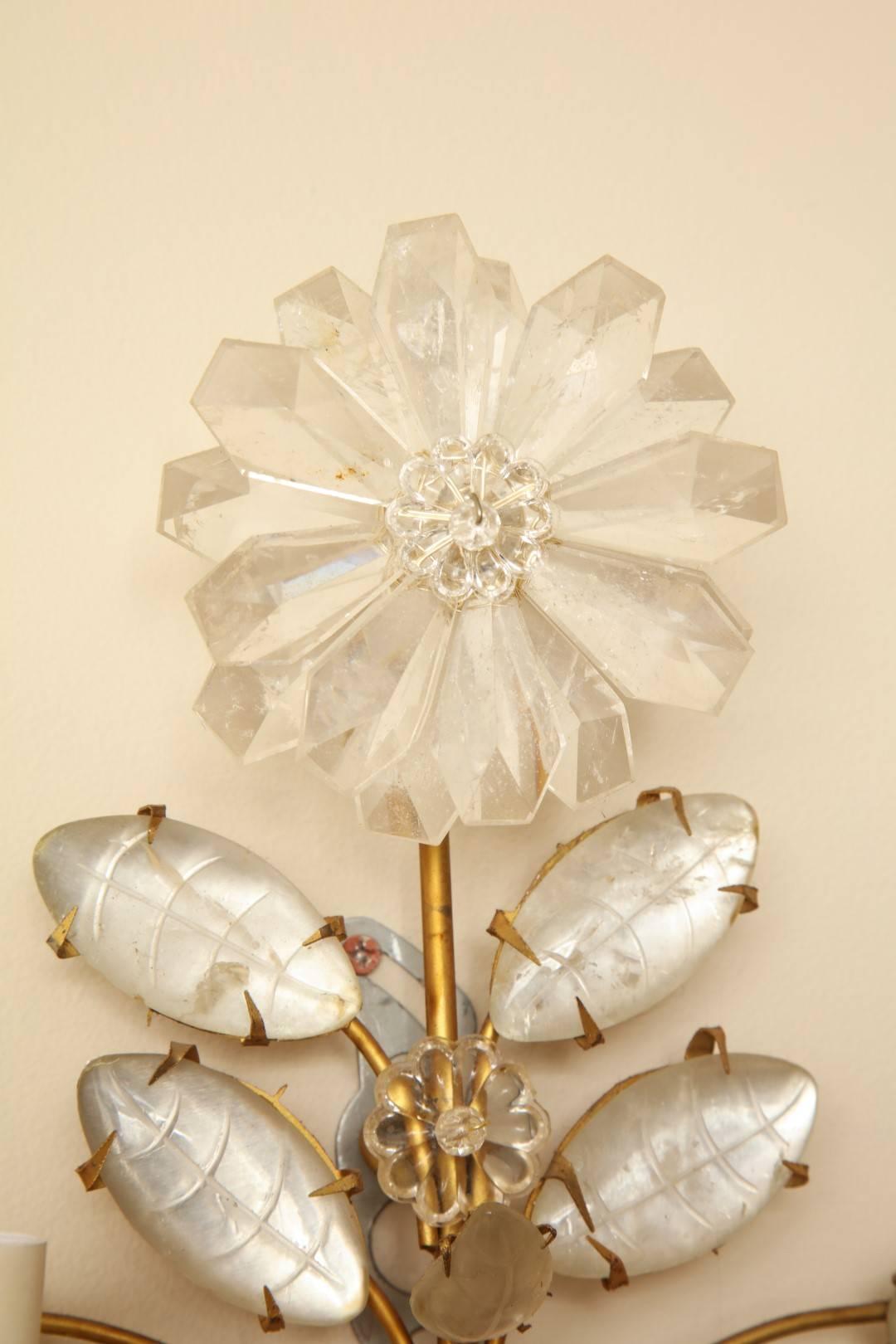 Pair of Rock Crystal Two-Light Sconces  1