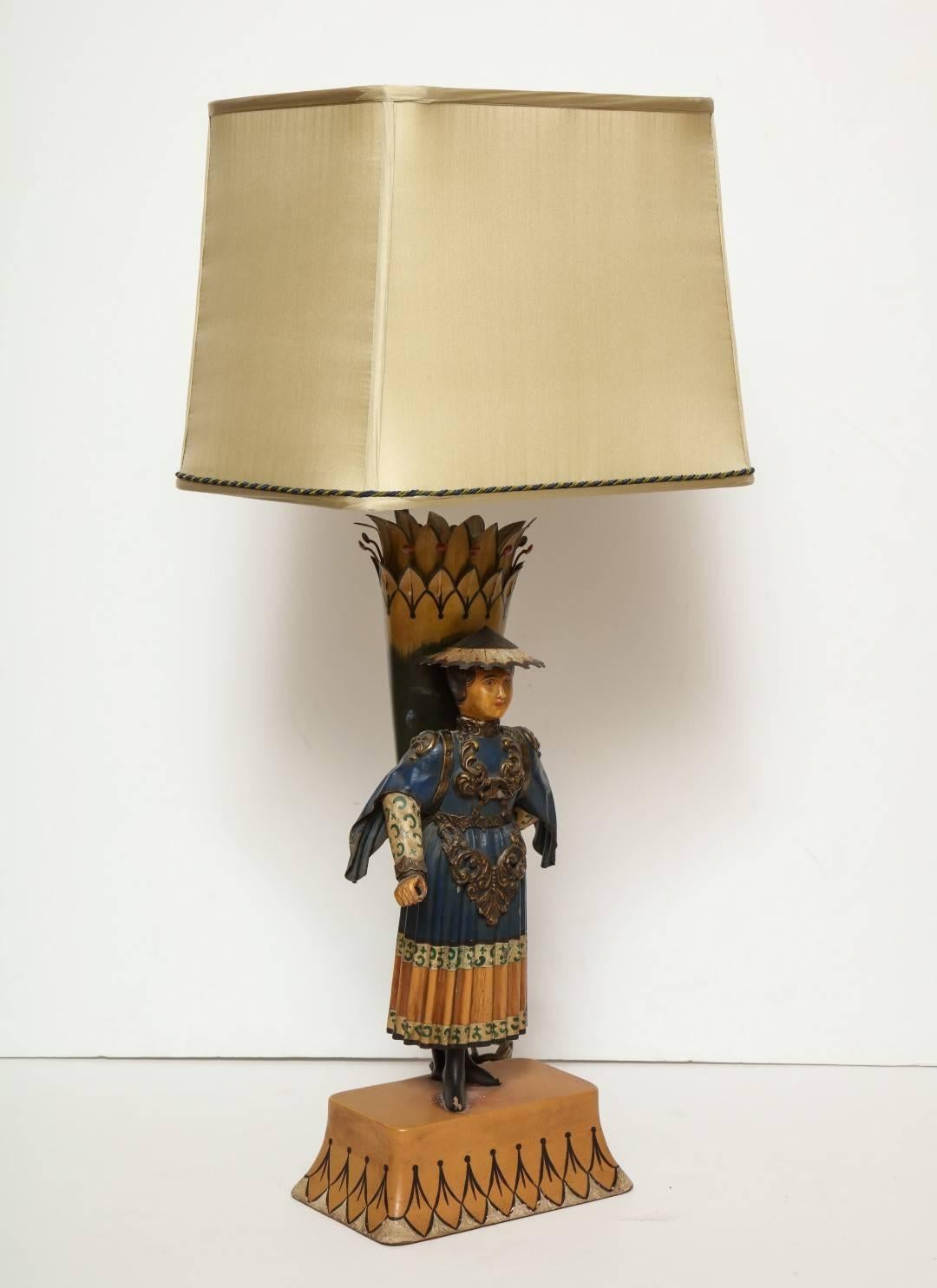 French Tole Peinte Lamp In Good Condition In New York, NY