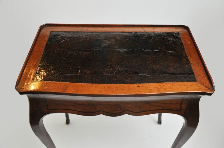 18th Century Signed Walnut Leather-Top Louis XV Escritoire, France circa 1740 For Sale
