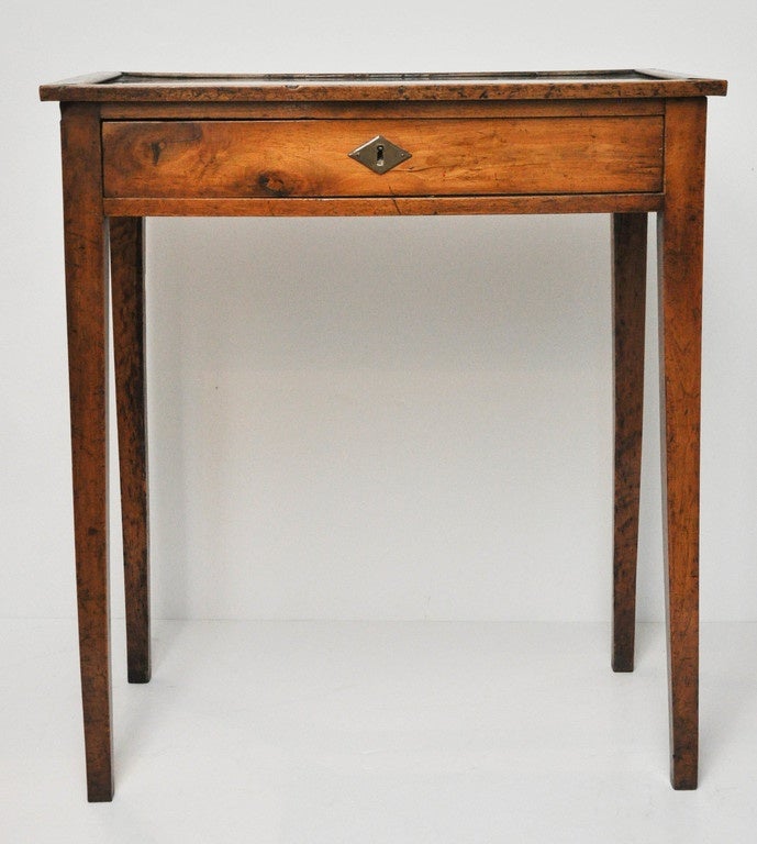 French Pear Wood and Saint Anne Marble-Topped Directoire Side Table, circa 1790