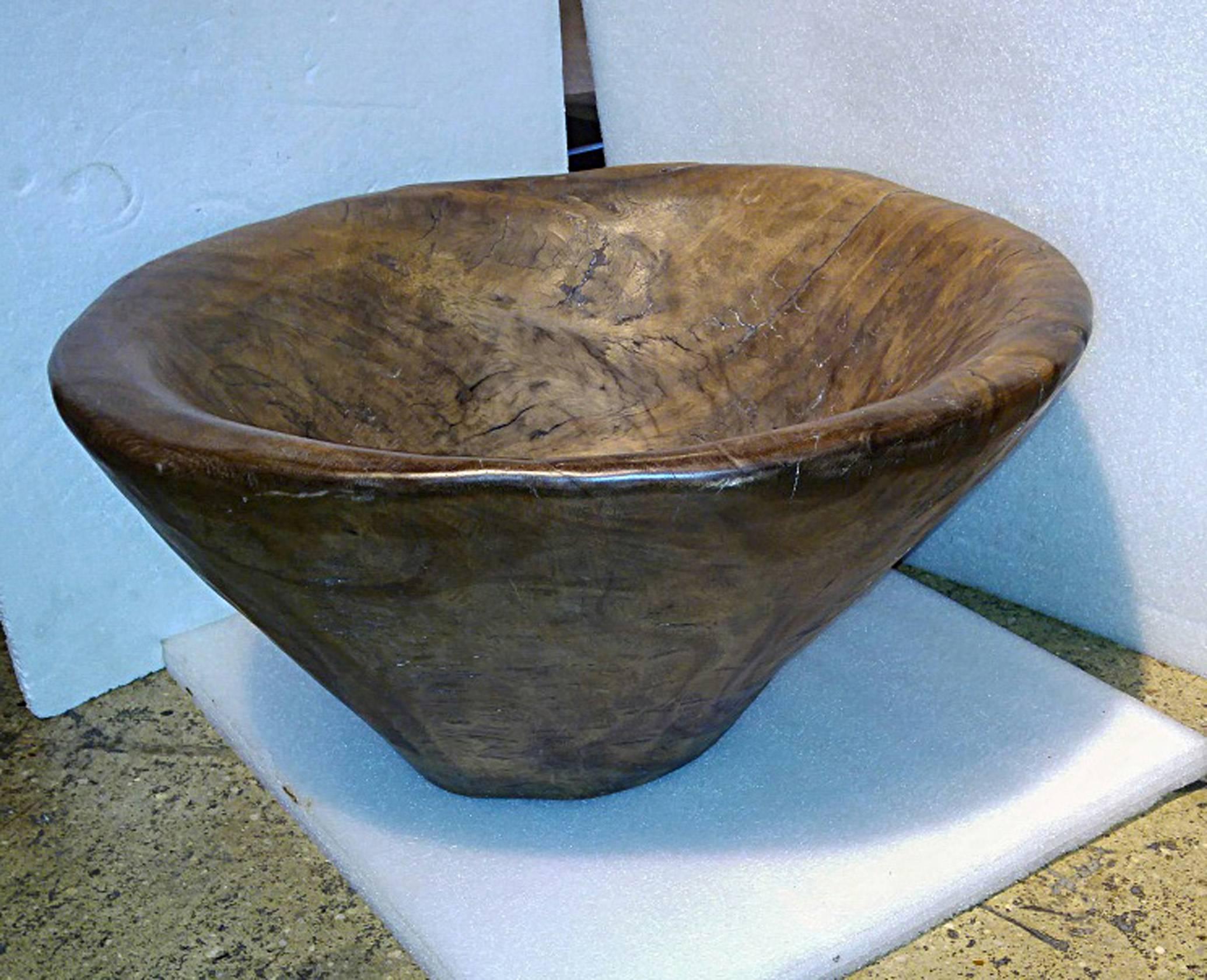 Indonesian Large Carved Teak Wood Bowl