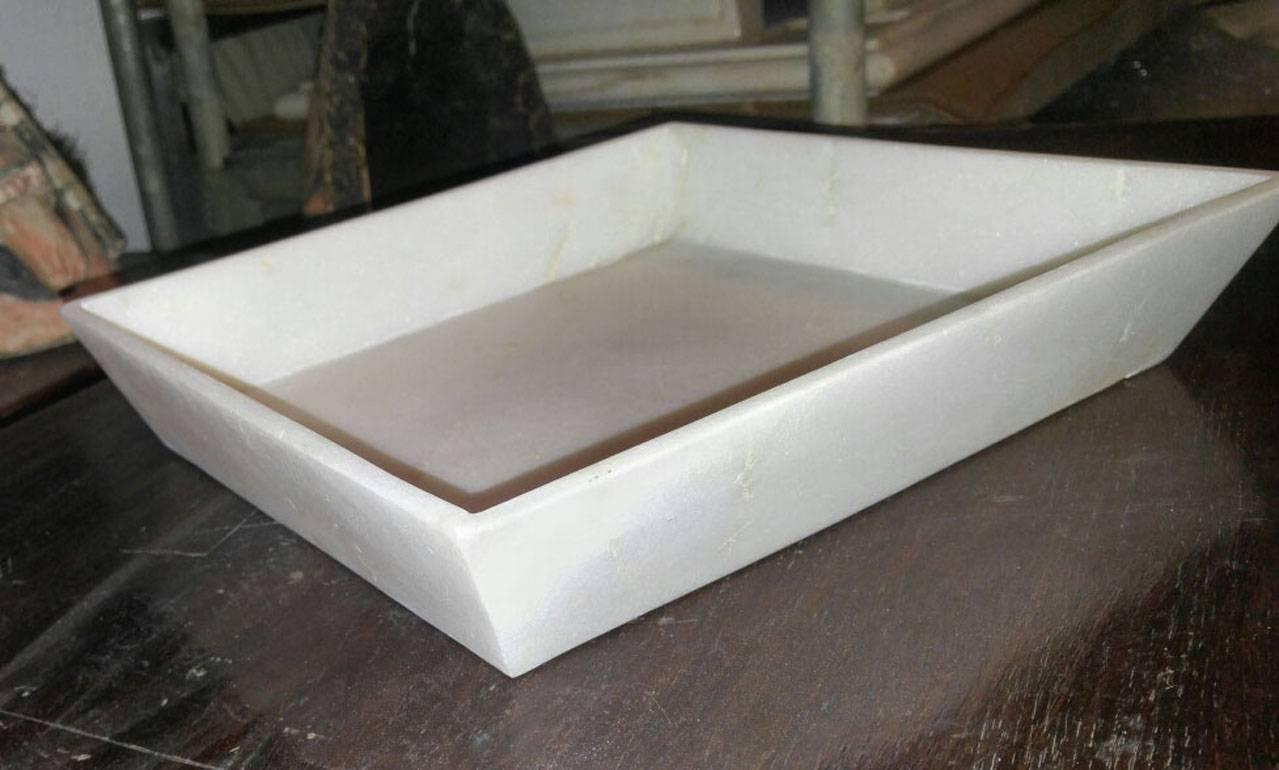 Carved White Marble Towel Tray