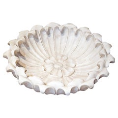 Hand Carved Marble Flower Bowl, Mid-20th Century