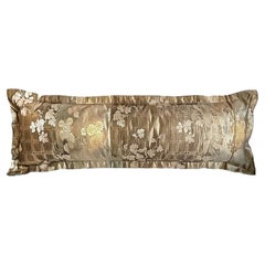 Japanese Silk Bolster Pillow, Gold Brocade, 1920s Obi