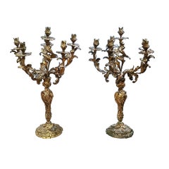 Pair of Ormolu Candelabra, French Rococo Revival, 19th Century