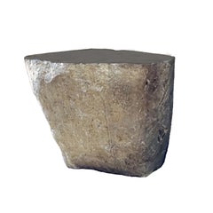 Hand-Carved Indonesian Stone End Table, Organic Modern Design