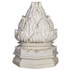 Hand-Carved White Marble Carpet Weight, Agra Style, India