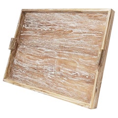 Hand-crafted Cerused Wood Large Serving Tray, Indonesia