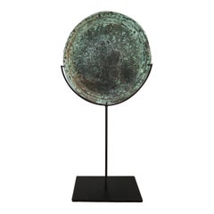 Khmer Bronze Mirror on Stand, Cambodia, 14th - 15th Century